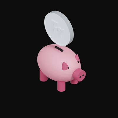 Swiss Franc Floating Over a Piggy Bank - 3D icon from Crypto & Currency Piggy Bank Float