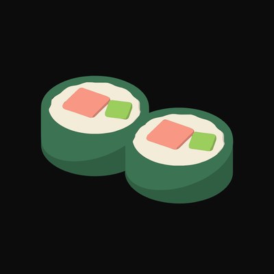 Salmon Maki Sushi Animated Icon - animated icon from Clay Food Motion Icons
