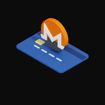 Monero Floating Over a Credit Card - 3D icon from Crypto & Currency Credit Card Float