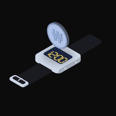 Korean Won Floating Over a Watch - illustration from Crypto & Currency Watch Float