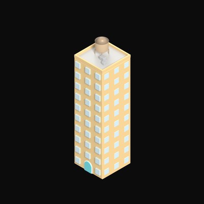 High-Rise with Rooftop Water Tank - 3D icon from Clay Buildings & Cottages