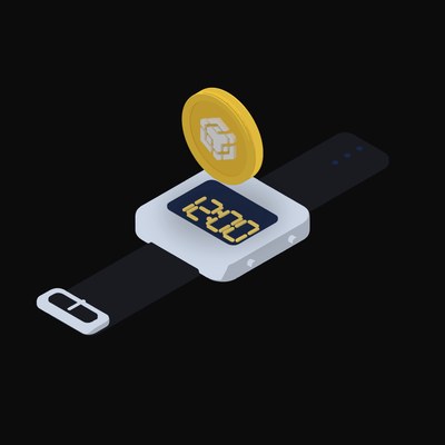 BNB Floating Over a Watch - illustration from Crypto & Currency Watch Float