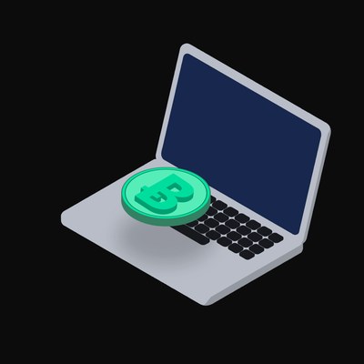 Bitcoin Cash Floating Over a Laptop (Back) - illustration from Crypto & Currency Laptop Float