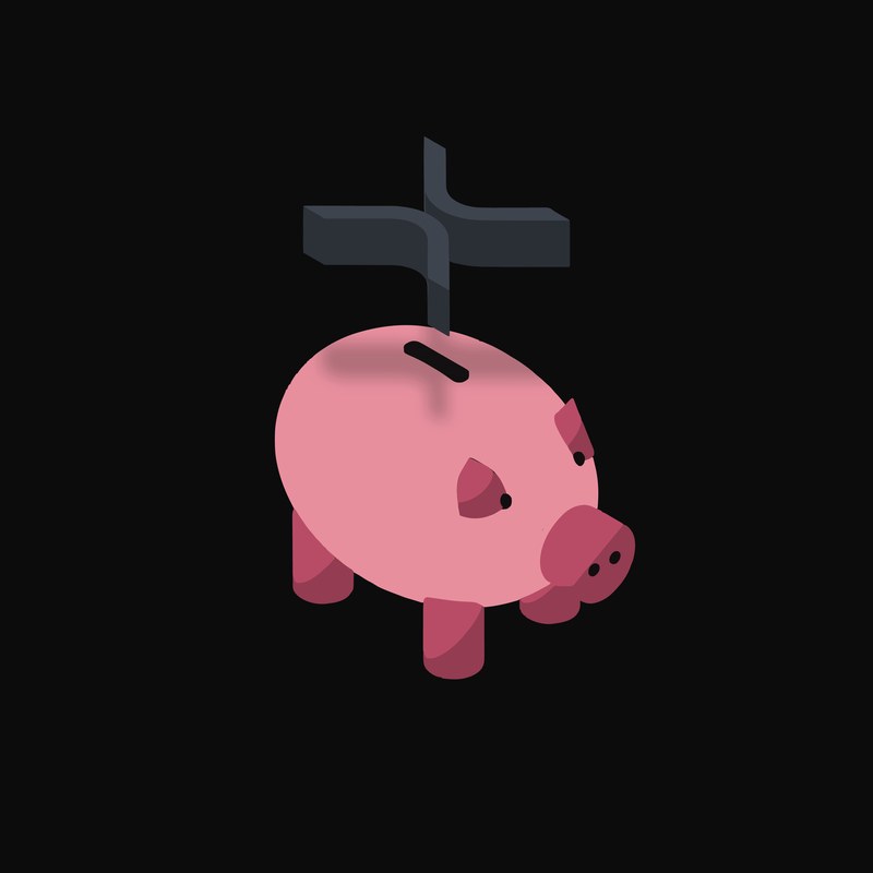 XRP Floating Over a Piggy Bank (Back) - illustration from Crypto & Currency Piggy Bank Float