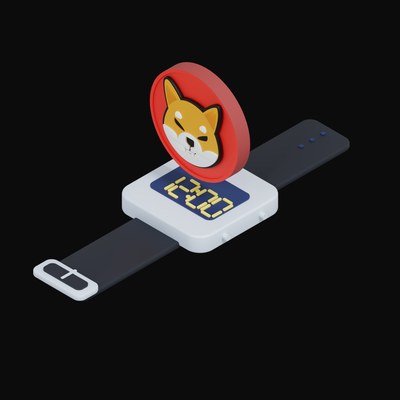 Shiba Inu Floating Over a Watch - 3D icon from Crypto & Currency Watch Float