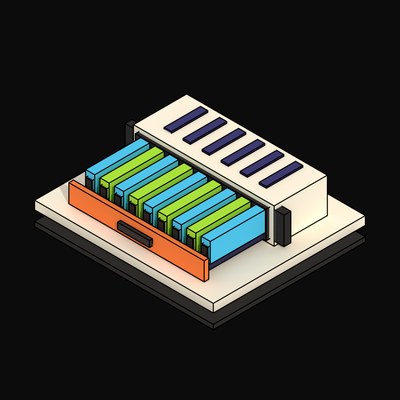 Cream Storage Shelf with the Drawer Open - 3D icon from Neo Brutalist AI Hardware