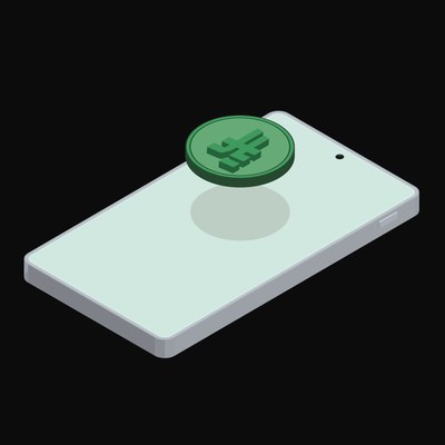 Phone Saudi Riyal Floating Back - animated icon from Crypto and World Currency Phone Float