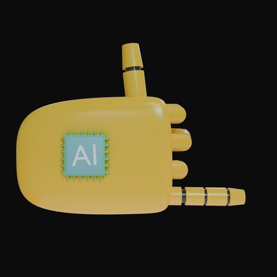 Amber Rock On Robot Hand 3D Icon - 3D icon from Robot Hand Gestures 3D Icons