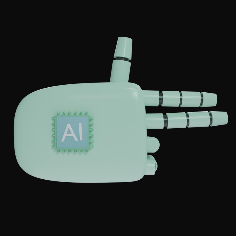 Mint Green Finger Gun Robot Hand 3D Icon - 3D icon from Robot Hand Gestures 3D Icons