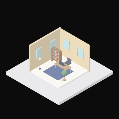 Corner Executive Office - illustration from Interior Scene Icons