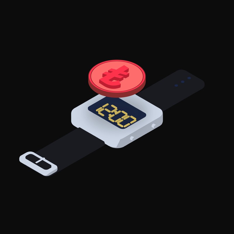 Turkish Lira Floating Over a Watch (Back) - illustration from Crypto & Currency Watch Float