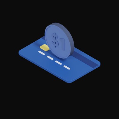 World Liberty USD Floating Over a Credit Card - 3D icon from Crypto & Currency Credit Card Float