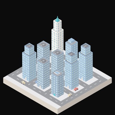 Glass Tower Quarter - illustration from Isometric City Scene Illustrations