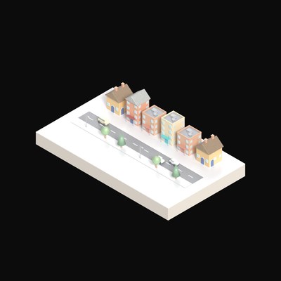 Old Town Main Street - 3D icon from City Scenes