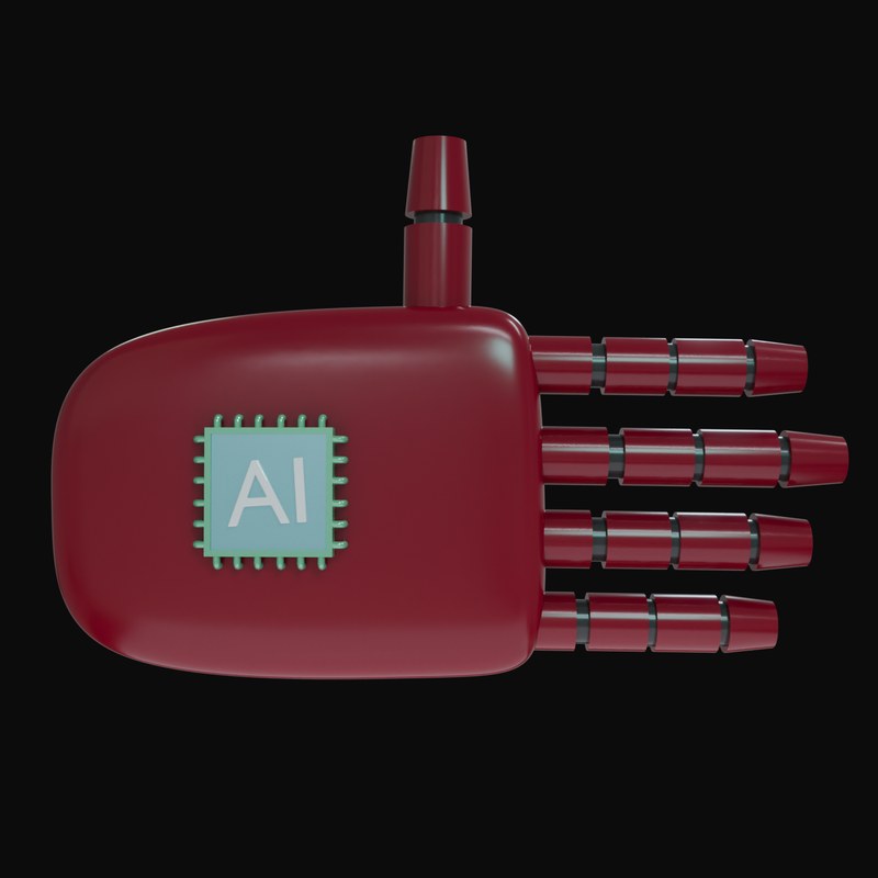 Burgundy Open Hand Robot Hand 3D Icon - 3D icon from Robot Hand Gestures 3D Icons