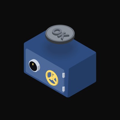 OKB Floating Over a Safe (Back) - animated icon from Crypto & Currency Safe Float