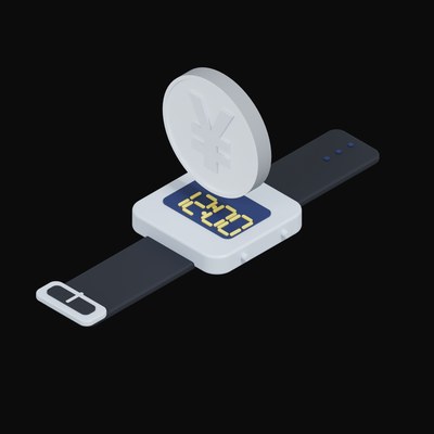 Japanese Yen Floating Over a Watch - 3D icon from Crypto & Currency Watch Float