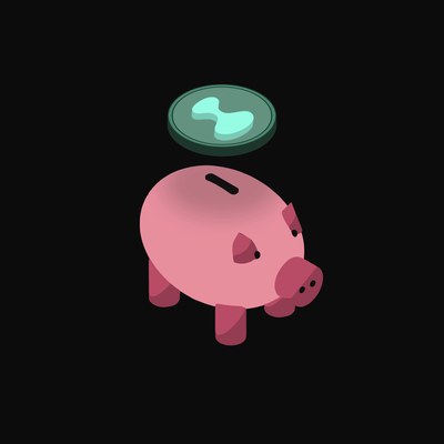 Hyperliquid Floating Over a Piggy Bank (Back) - animated icon from Crypto & Currency Piggy Bank Float