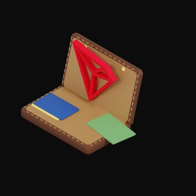 TRON Floating Over a Wallet - 3D icon from Crypto & Currency Wallet Float