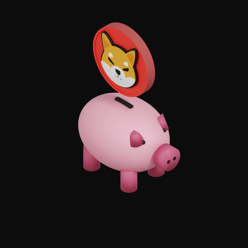 Shiba Inu Floating Over a Piggy Bank - 3D icon from Crypto & Currency Piggy Bank Float