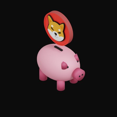 Shiba Inu Floating Over a Piggy Bank - 3D icon from Crypto & Currency Piggy Bank Float