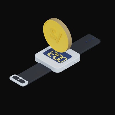 Peruvian Sol Floating Over a Watch - 3D icon from Crypto & Currency Watch Float