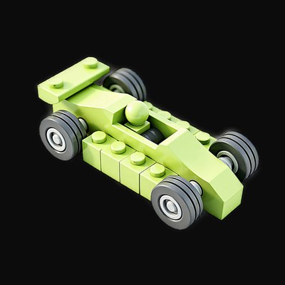 Green Toy Brick Racing Car - Clay - 3D icon from Toy Brick Vehicles - Clay