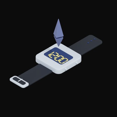 Ethereum Floating Over a Watch - 3D icon from Crypto & Currency Watch Float