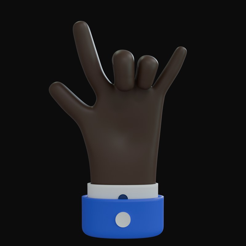 Black Rock On with Thumb Business Hand 3D Icon - 3D icon from Business Hand Gestures 3D Icons