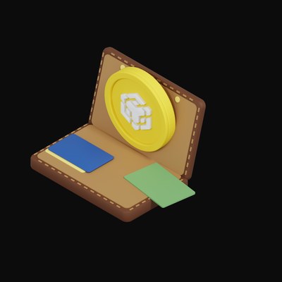 BNB Floating Over a Wallet - 3D icon from Crypto & Currency Wallet Float