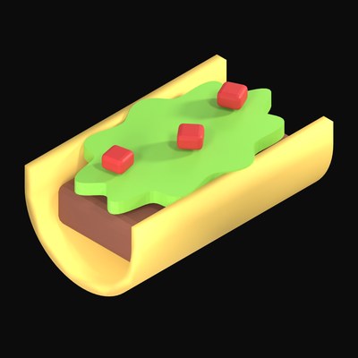Folded Taco 3D Icon - 3D icon from Clay Food 3D