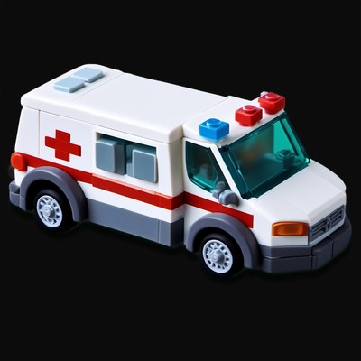 Toy Brick Ambulance - Clay 4 - 3D icon from Toy Brick Vehicles - Clay