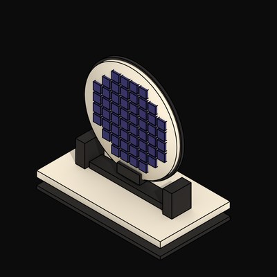 Cream Silicon Wafer on an Ink Cradle - 3D icon from Neo Brutalist AI Hardware