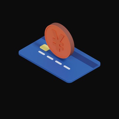 Chinese Yuan Floating Over a Credit Card - 3D icon from Crypto & Currency Credit Card Float