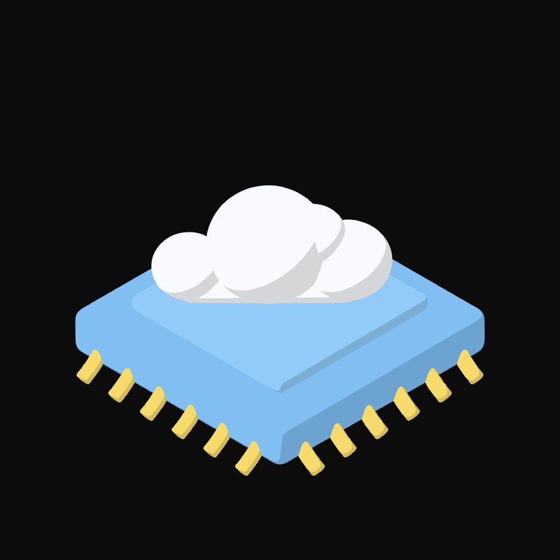 Sky Blue Cloud Computing Chip Animated Icon - animated icon from AI Chip and Processor Motion Icons