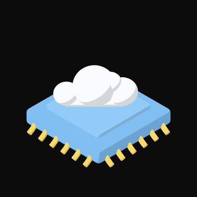 Sky Blue Cloud Computing Chip Icon - illustration from AI Chip and Processor Icons