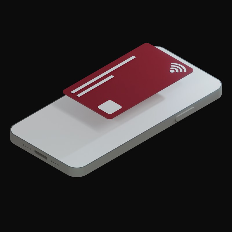 Burgundy Credit Card on a White Phone Animated Icon - animated icon from Credit Card and Phone Animated Icons