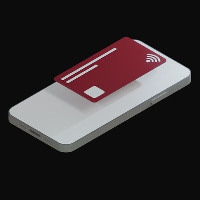 Burgundy Credit Card on a White Phone Animated Icon - animated icon from Credit Card and Phone Animated Icons
