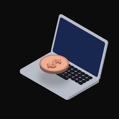 Chilean Peso Floating Over a Laptop (Back) - illustration from Crypto & Currency Laptop Float
