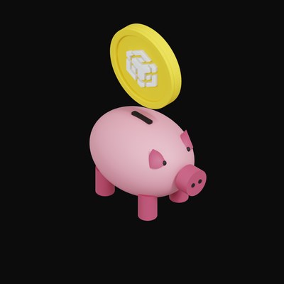 BNB Floating Over a Piggy Bank - 3D icon from Crypto & Currency Piggy Bank Float