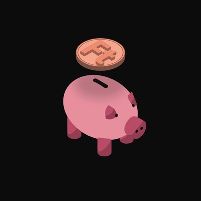 Hungarian Forint Floating Over a Piggy Bank (Back) - animated icon from Crypto & Currency Piggy Bank Float