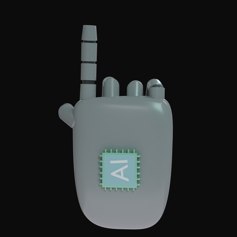 Grey Pointing Up Robot Hand 3D Icon - 3D icon from Robot Hand Gestures 3D Icons