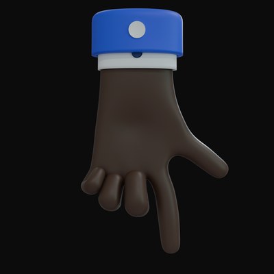 Black Pointing Down with Thumb Business Hand 3D Icon - 3D icon from Business Hand Gestures 3D Icons