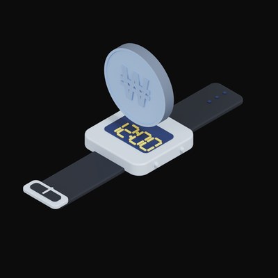 Korean Won Floating Over a Watch - 3D icon from Crypto & Currency Watch Float