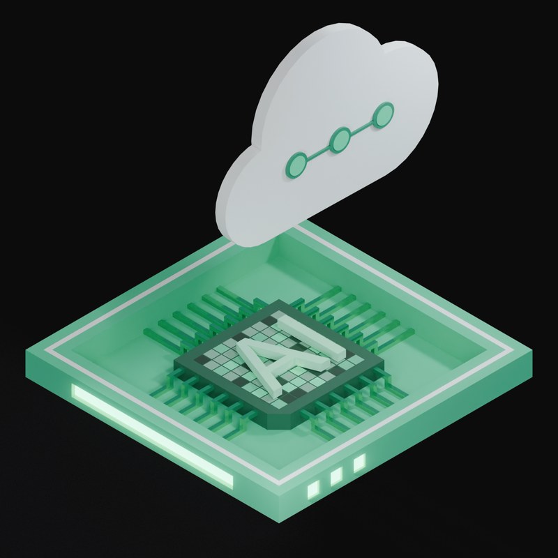 Turquoise AI Cloud Chip 3D Icon - 3D icon from AI Cloud Chips