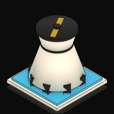 Cream Cooling Tower with a Yellow Fan Deck - 3D icon from Neo Brutalist AI Hardware