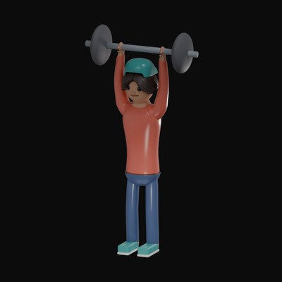 Man Pressing a Barbell Overhead - 3D icon from Gym Workout Pose Figures 3D Icons