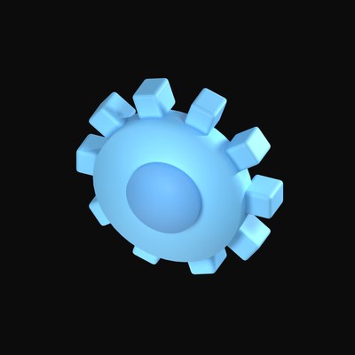 Blue AI Settings Gear 3D Icon - 3D icon from AI Interface Symbols 3D