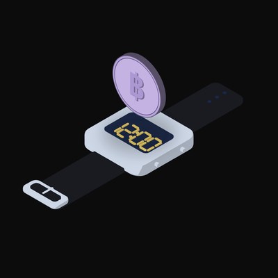 Thai Baht Floating Over a Watch - illustration from Crypto & Currency Watch Float