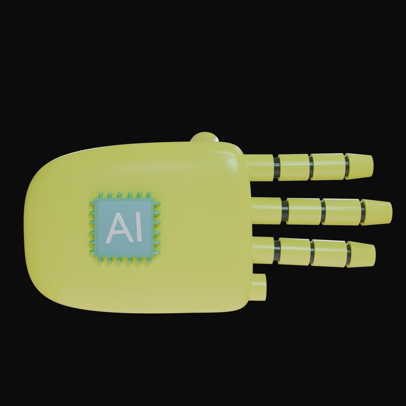 Yellow Three Fingers Robot Hand 3D Icon - 3D icon from Robot Hand Gestures 3D Icons